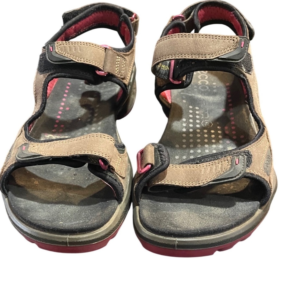 ECCO Offroad Womens Brown Pink Nubuck Leather Hiking Sandals Size 40‎ 9-9.5 - Picture 2 of 10